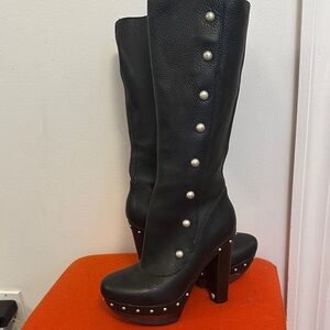 UGG Black Heeled Boots with Stud Accents size 6